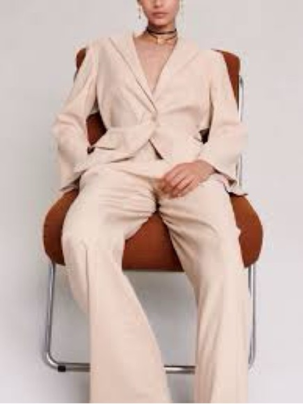 Light pink Wide-Leg Women's Trousers and blazer